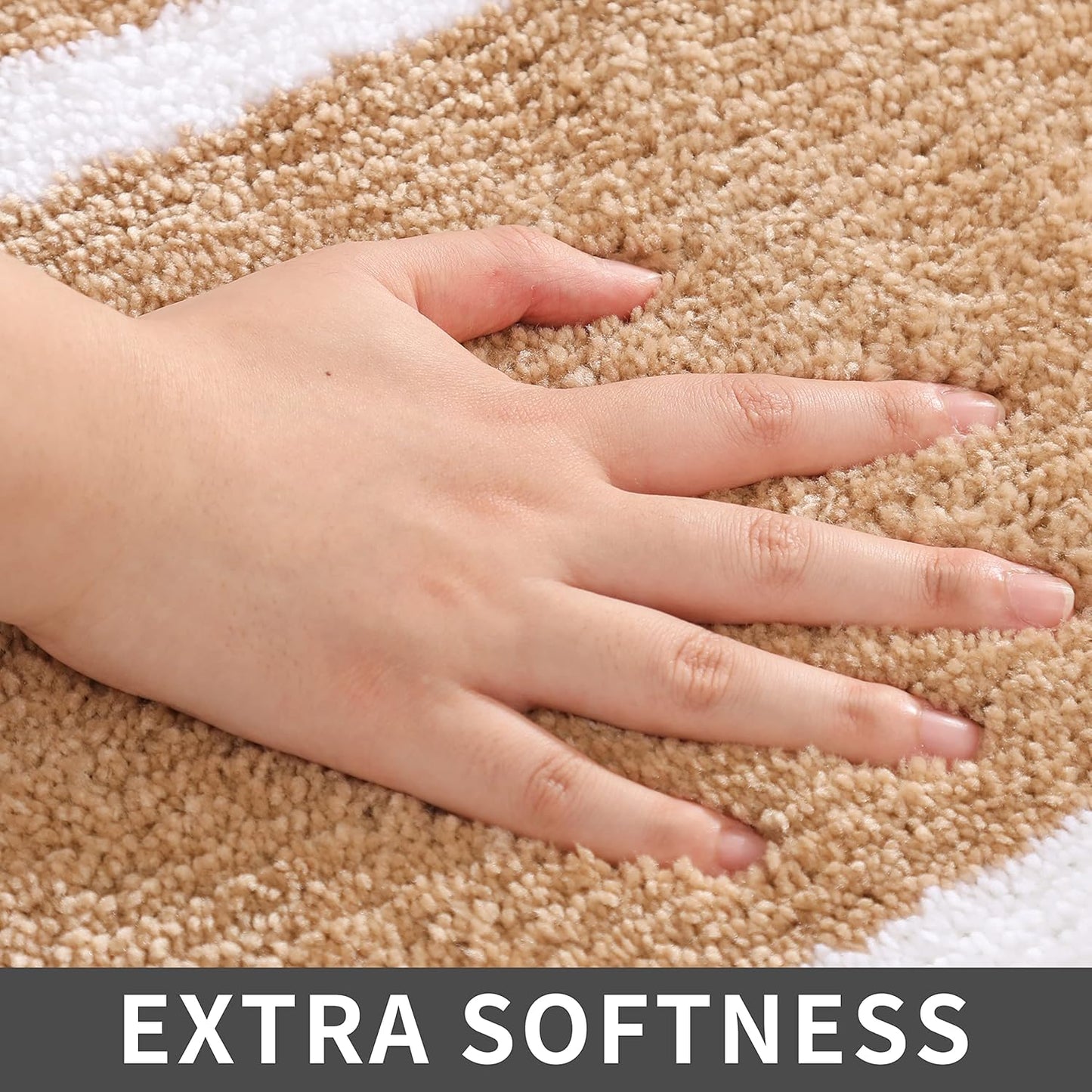COSY HOMEER Extra Thick Bath Linen Sets Rugs - Anti-Slip Bath Mats Soft Plush 100% Strong Polyester Living Room Bathroom Water Absorbent(Beige,24x48 - Inches)