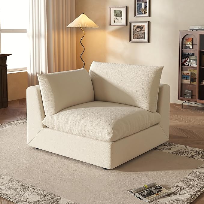 Fajiani Oversized Modular Sectional Sofa,Cloud Couch Deep Seat Sofa Cushion Covers Removable, Oversized Sectional Couches for Living Room (Armrest Modular Seater-Cream White)