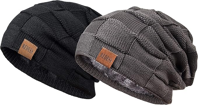 REDESS Beanie Hat for Men and Women Winter Warm Hats Knit Slouchy Thick Skull Cap