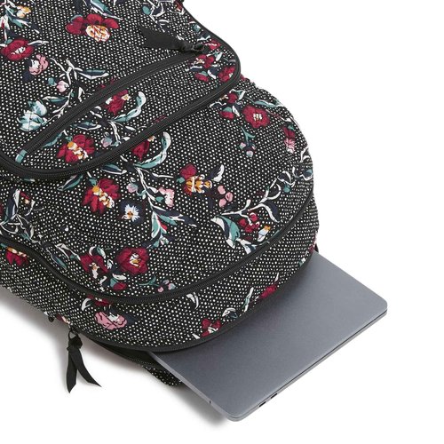 Vera Bradley Cotton Campus Backpack, Perennials Noir Dot