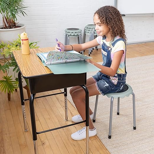 ECR4Kids Daisy Stackable Stool Set, Flexible Seating, Light Grey, 8-Piece