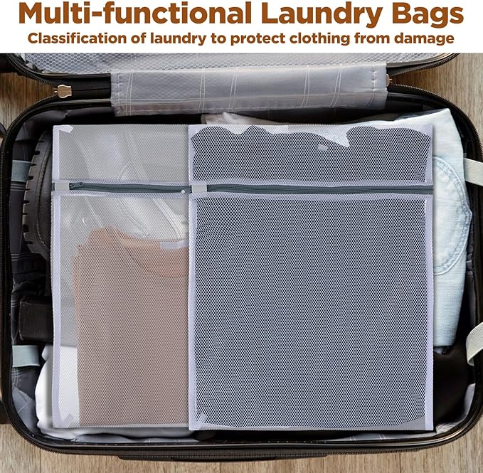 Ouligay 2 Pack Large Mesh Laundry Bag for Delicates 16 X 20 Inch Laundry Mesh Bag with Zipper Essentials Wash Bags for Lingerie, Bras, Socks, Sweater, Travel Organizing