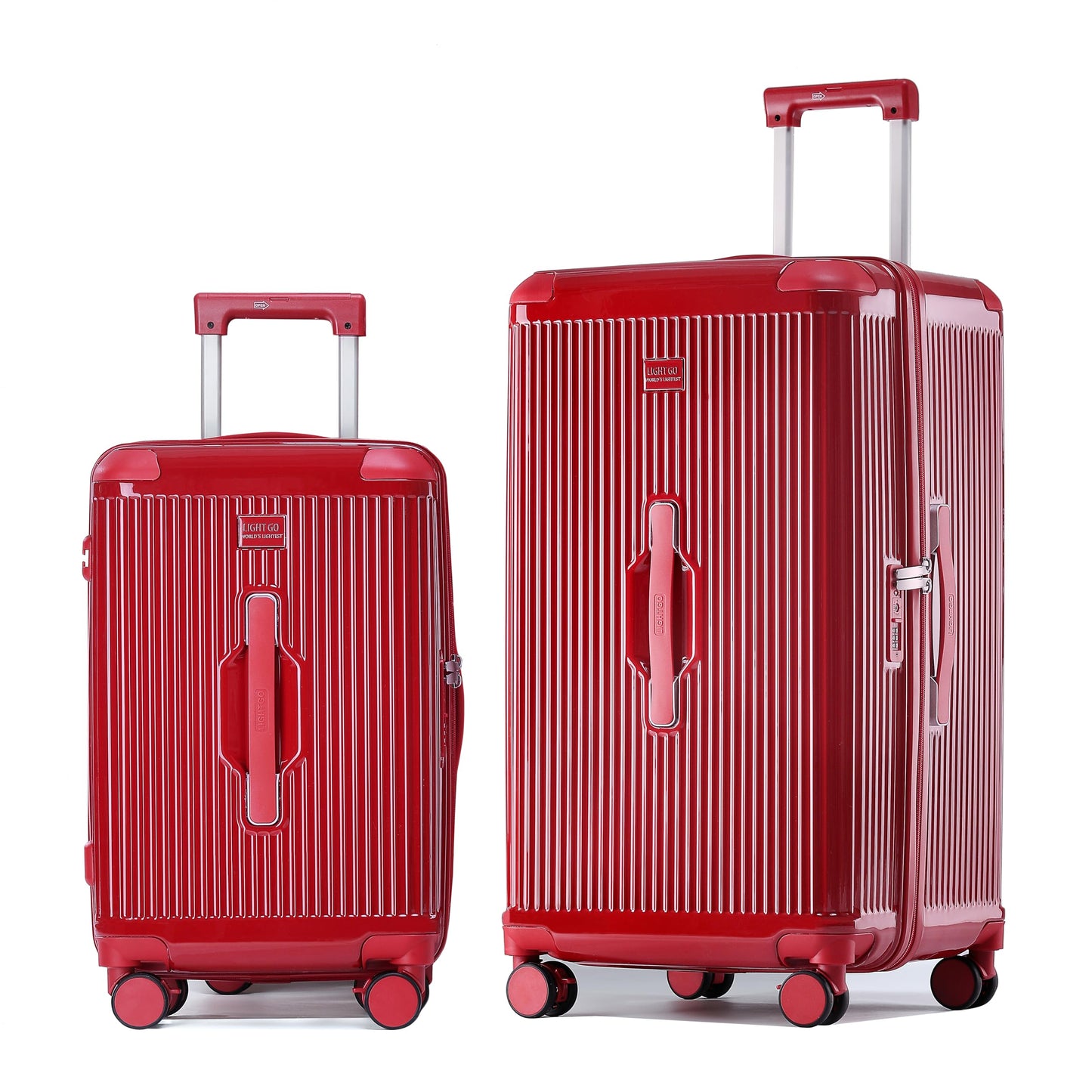 LIGHTGO 2 Piece Set Ultra-Lightweight PC+ABS Suitcase with TSA Lock & Quiet 360°Wheels, 20/26/30 Inch Expandable Luggage, Smart Organizer with Magical Divider & Waterproof Zone(Brilliant Red)