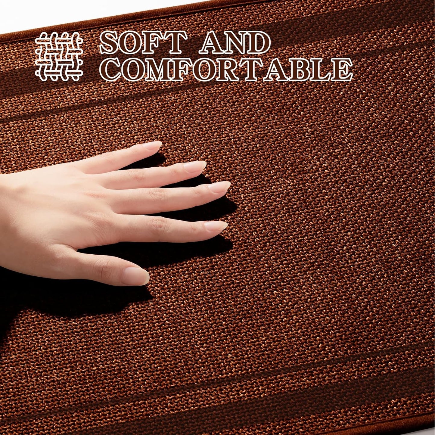 chakme Bathroom Rugs Mat 32x17, Ultra Thin Non Slip Bath Mat Quick Dry Absorbent Bath Mat for Bathroom Floor, (Rust, 32"x17")