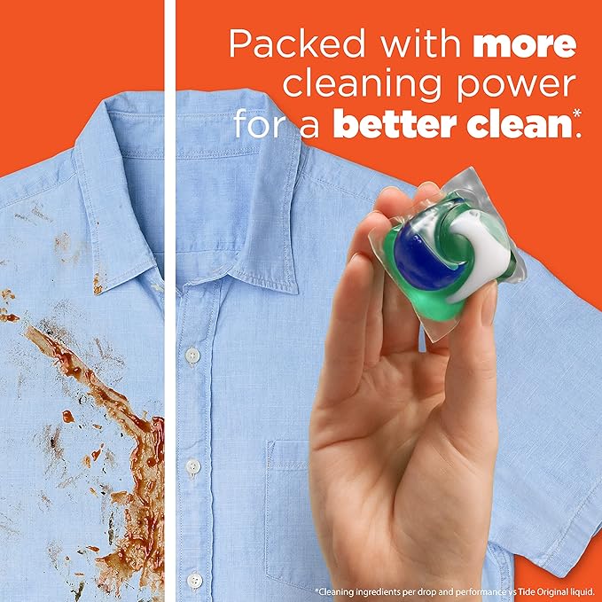 Tide PODS laundry detergent pacs, 3-in-1 Stain Remover, Odor Fighter, Color Protector, 57 Count, HE compatible, Original Scent