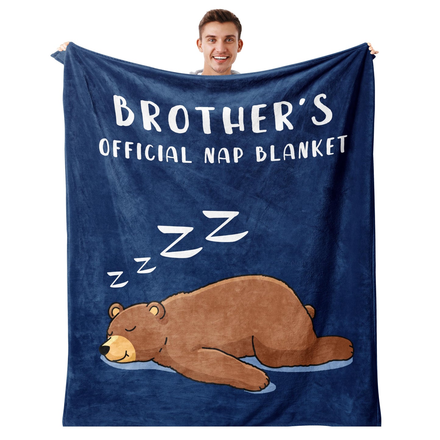 Pezolen Gifts for Brother Nap Blanket 60"x50", Cool Brother Birthday Gifts, Best Brother Gifts from Sister, Funny Gift for Brothers Adult from Sister on Fathers Day Christmas Blue Throw