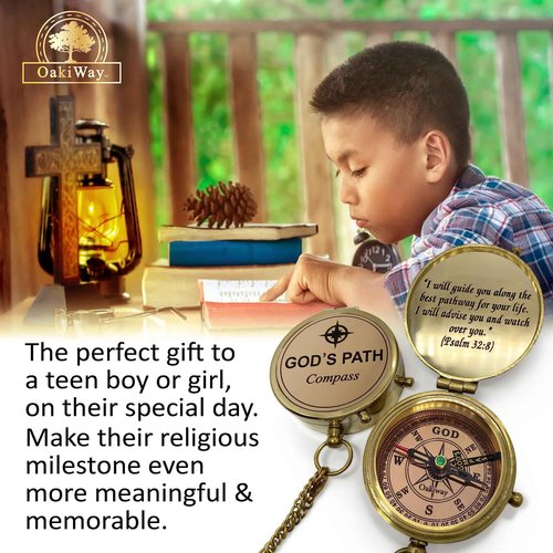 Dream Chaser (Wooden Box) & God's Path Compass (Leather Case) - Birthday, Christmas, Inspirational Gifts, Baptism, Communion Gift for Teen Boys, Graduation Gifts