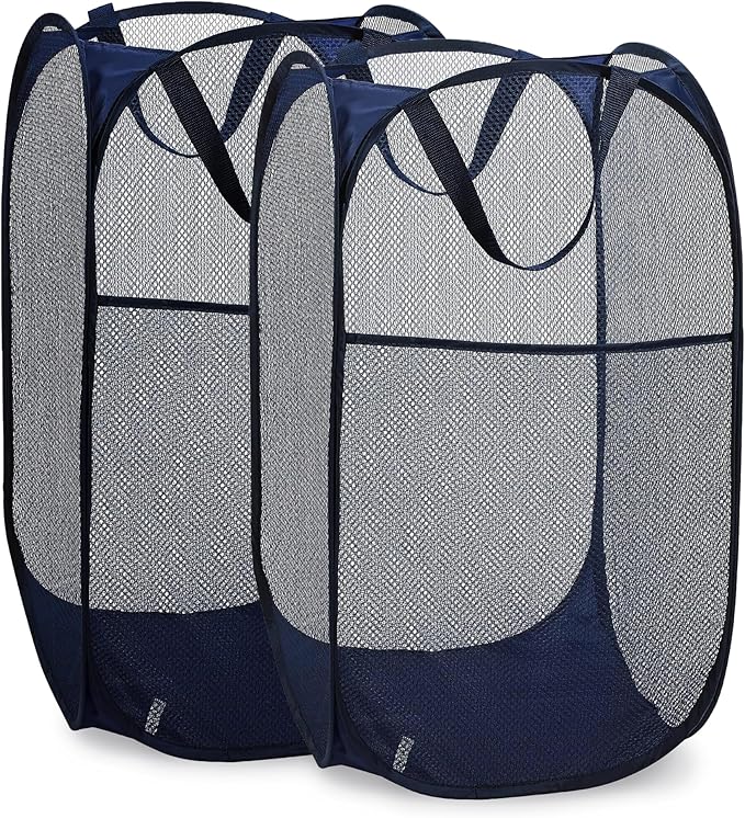 Handy Laundry Collapsible Mesh Pop Up Hamper with Wide Opening and Side Pocket - Breathable, Sturdy, Foldable, and Space-S...