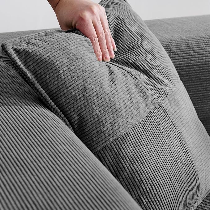 Convertible Couch Sofa Bed Foldable Floor Sleeper | Modern Deep Seat Fold Out Couch | Removable Backrest & Armrests | No Assembly Compression Sofa Sleeper for Living Room, Bedroom | Corduroy Gray