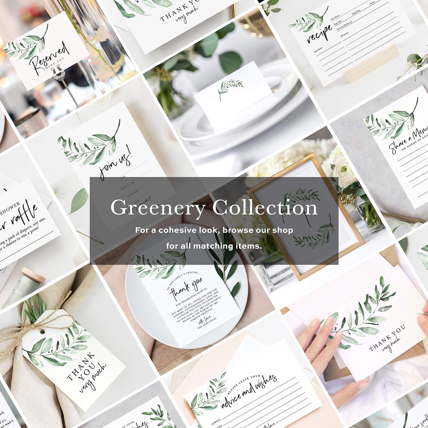 Bliss Collections 25 Invitations With Envelopes For All Occasions, Greenery Invites Perfect For: Weddings, Bridal Showers, Engagement, Birthday Party Or Special Event, Fill In Rustic Invites