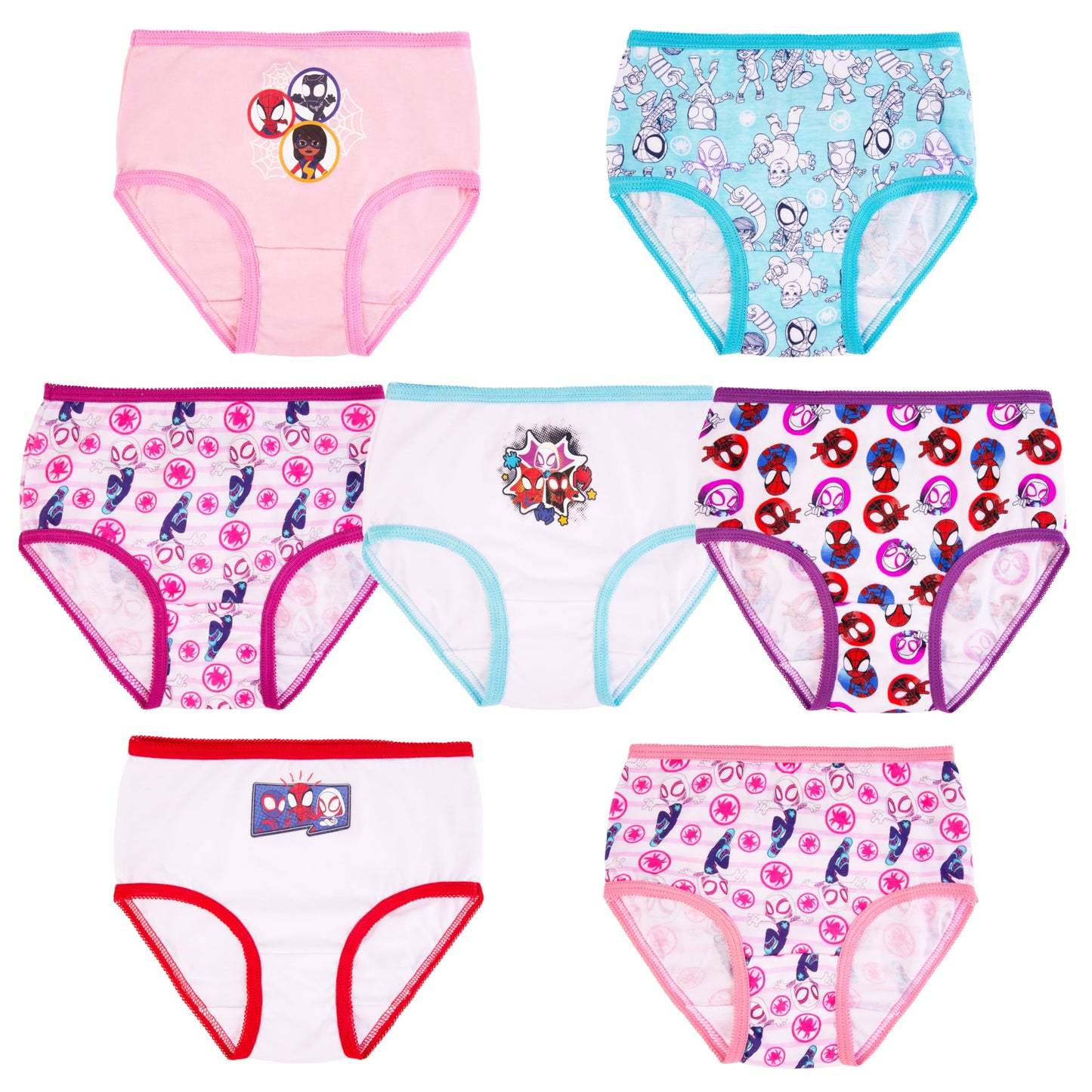 Marvel Spiderman & Ghost Spider Exclusive Toddler Panties, Girl Short & Potty Training Pants, 7-Pack
