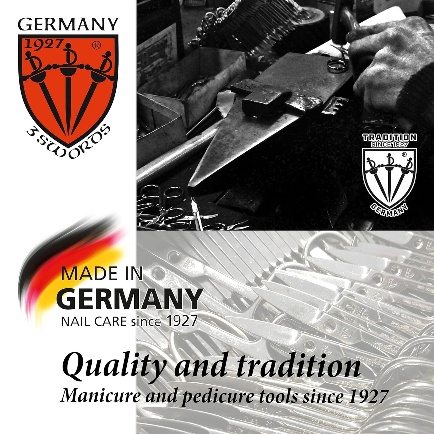 3 Swords Germany - brand quality STAINLESS STEEL INOX STRAIGHT CUTICLE SCISSORS (1 PIECE) with case for manicure pedicure - nail care by 3 Swords - Made in Germany