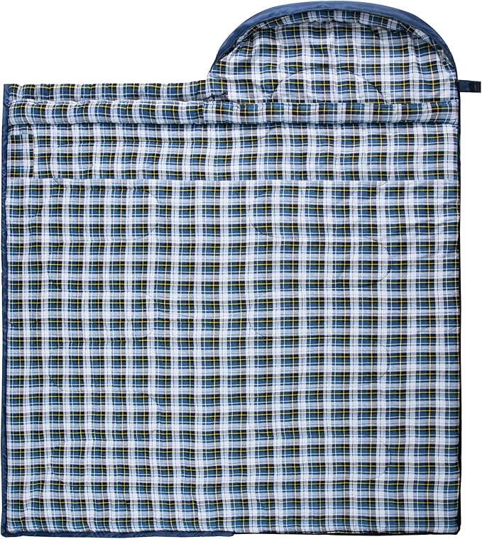 Cold Weather Sleeping Bag 100% Cotton Flannel XXL for Adults Big and Tall,Free Compression Sack