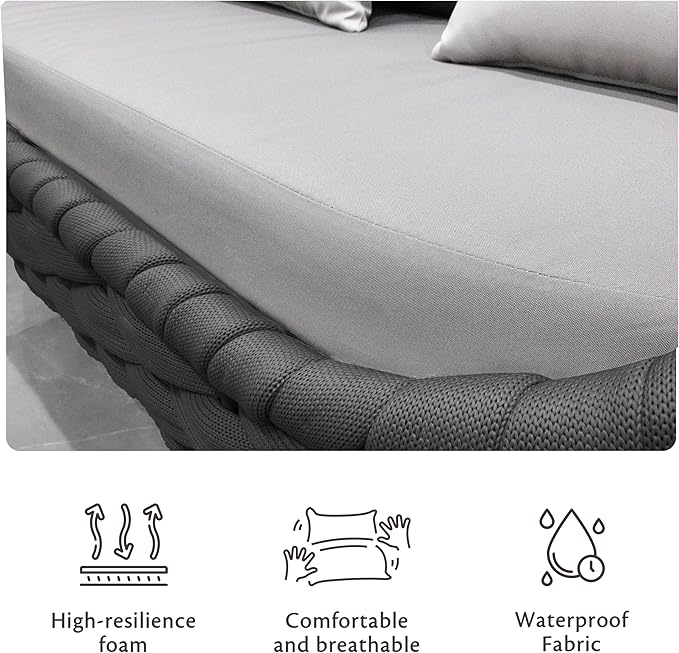 ercimi Outdoor 4 PCS Patio Conversation Set, All-Weather Wicker Patio Couch Sofa with Waterproof Thick Cushion Coffee Table for Porch, Balcony Mix Color