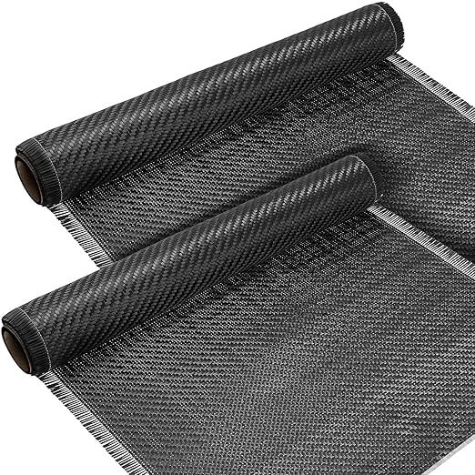 Tatuo 2 Rolls 6.5ft x 12" Carbon Fiber Fabric Roll Pure Fabric Carbon Fiber Sheet - 2x2 Twill Weave-3k/220g for Cars for S...