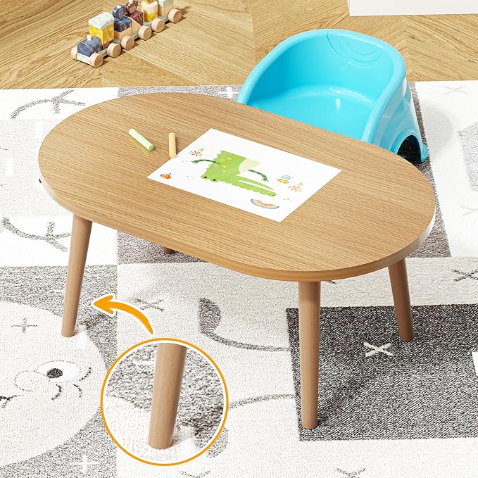 Small Coffee Table for Small Space, Low Table with Solid Wood Legs, Floor Table Desk for Sitting on The Floor, Japanese Coffee Table for Living Room, Tatami Tea Tables, Oval Coffee Tables, Brown