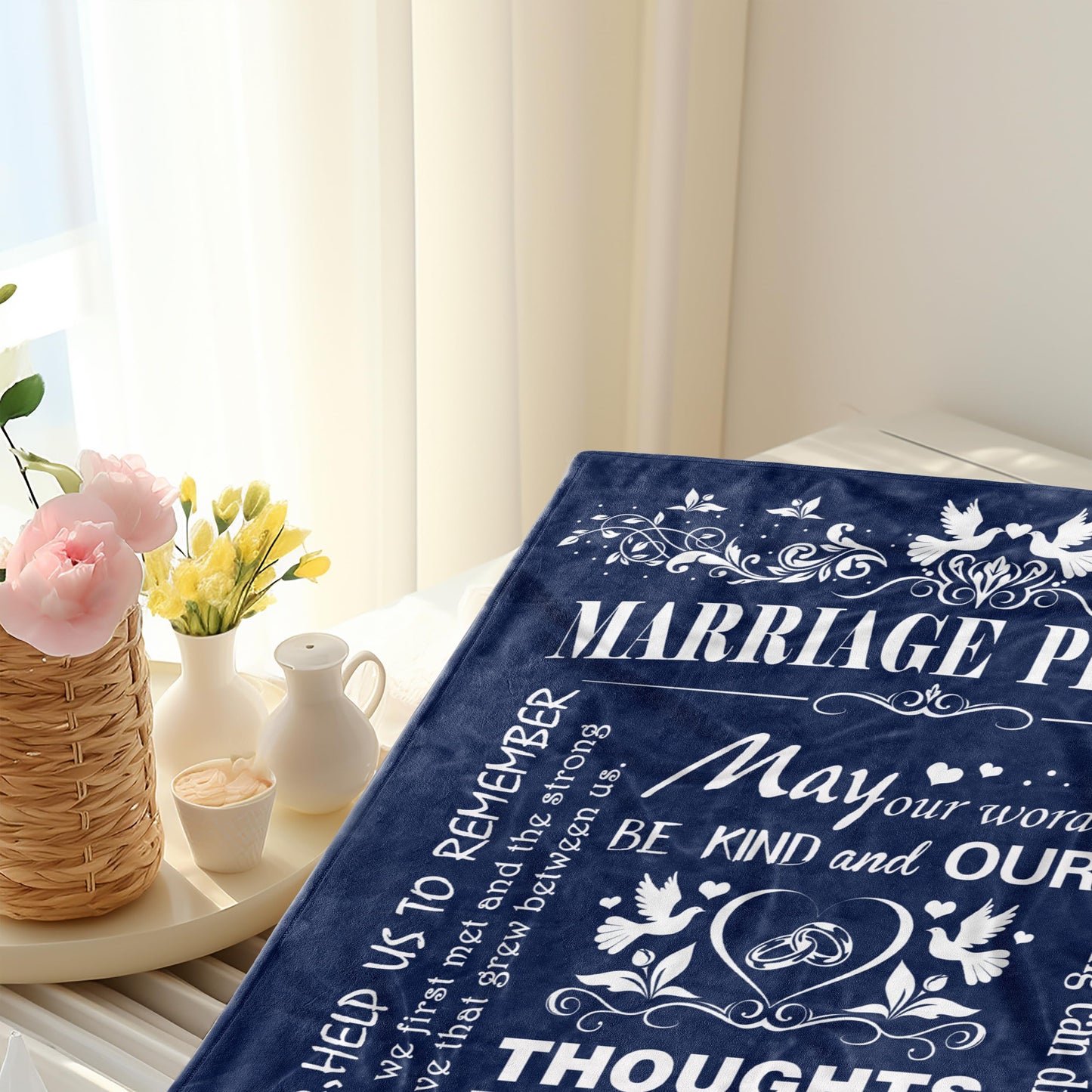 Marriage Prayer, Wedding Gifts for Newlyweds, Marriage Prayer Wedding Gifts 50" x 60" Blankets, Engagement Gifts for Couples Christian Religious Prayer Quote, Bridal Shower Gifts