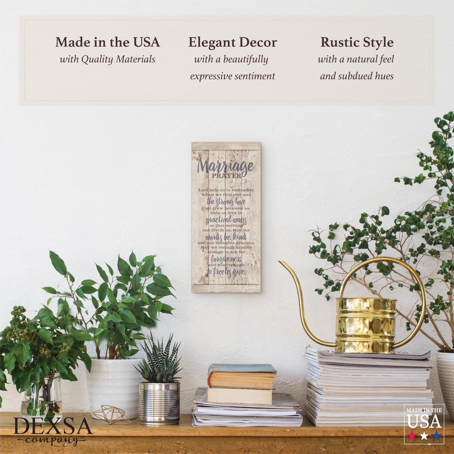 DEXSA Marriage Prayer Wood Plaque - Made in USA - 5.5"x12" - Original Verse - Frame Wall Hanging Decoration | Lord, Help us to Remember When we First met | Christian Family Religious Home Decor Saying
