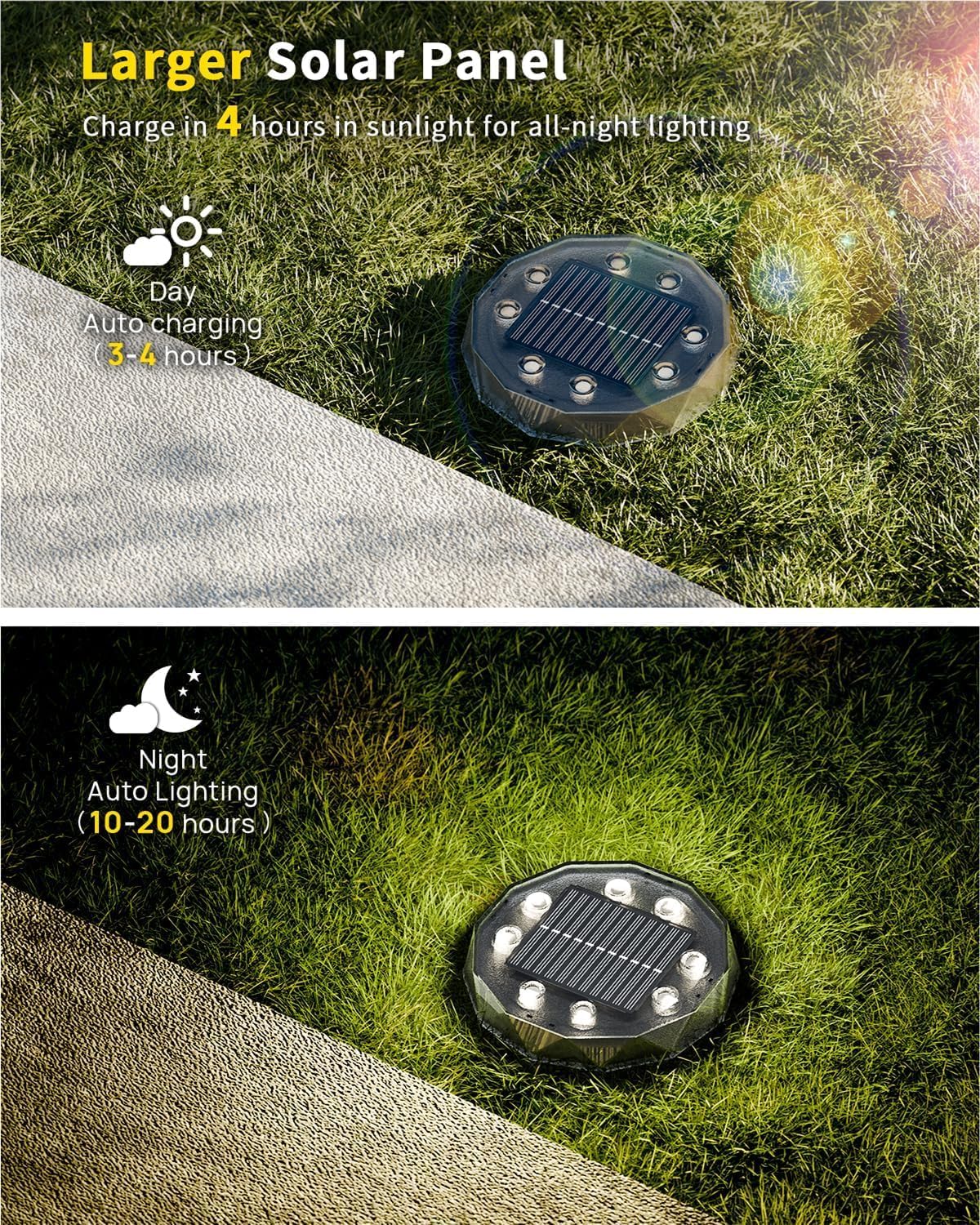 Solar Ground Lights with Remote Control 50ft,IP67 Waterproof Solar Garden 15 Multi Color Lights,RGBYW Solar Powered Outdoor Landscape Lighting for Pathway,Yard,Deck,Lawn,Patio,Walkway,Poolside,8 Pack