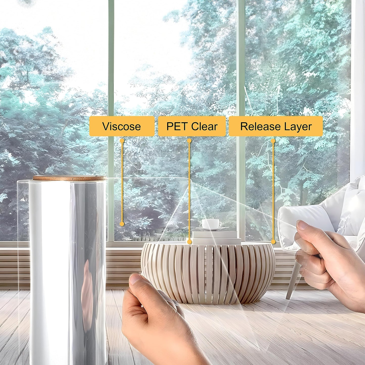 Clear Security and Safety Window Film, PET Shatterproof Film for Glass Windows, Anti Shatter Glass Protective Film Windshield Protective Film for Home and Office, 17.5in x 6.5ft
