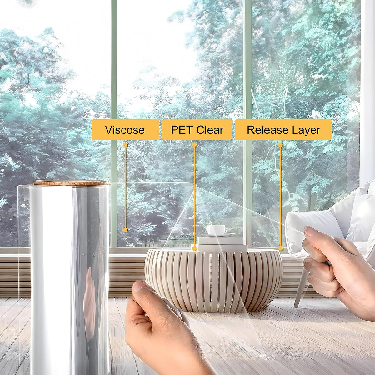 4Mil Security Window Film, Shatterproof Film, Transparent Self-Adhesive Security Window Film, Anti Shatter Tempered Glass Film, Glass Protective Window Film for Home/Office