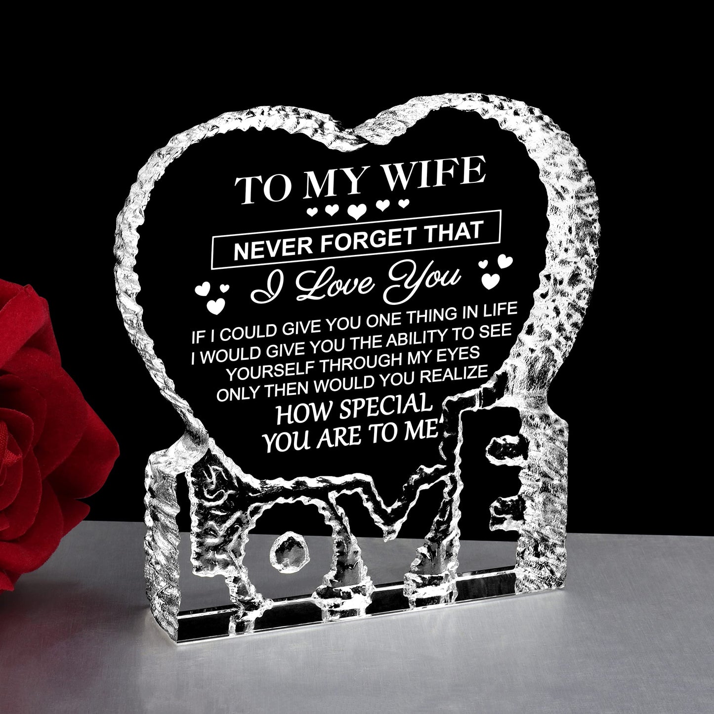 ZHSHWATGifts for Wife, I Love You for Her Crystal Keepsake Wife Gifts from Husband Anniversary Birthday Presents for Her Women