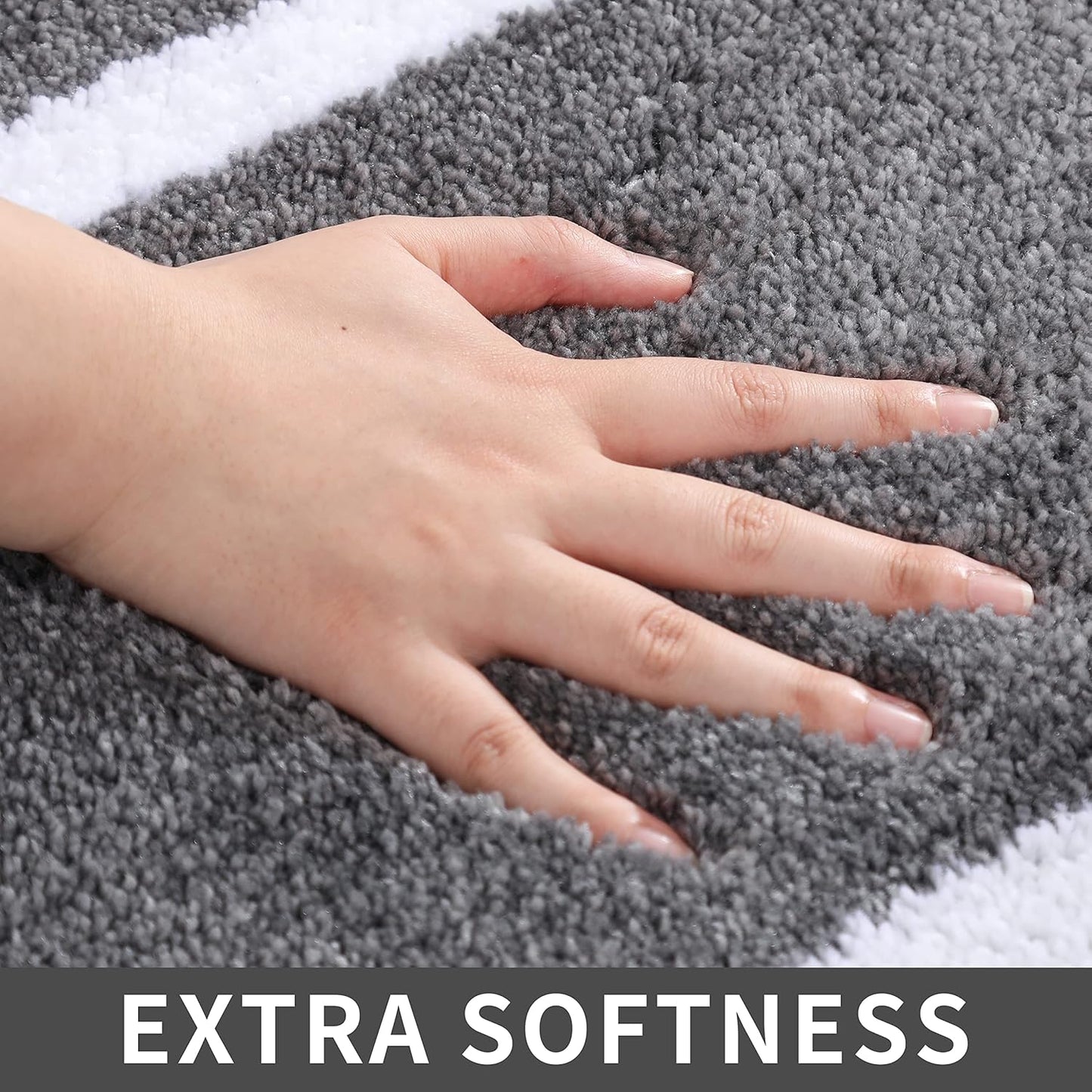 COSY HOMEER Extra Thick Bath Linen Sets Rugs - Anti-Slip Bath Mats Soft Plush 100% Strong Polyester Living Room Bathroom Water Absorbent(Grey,24x48 - Inches)