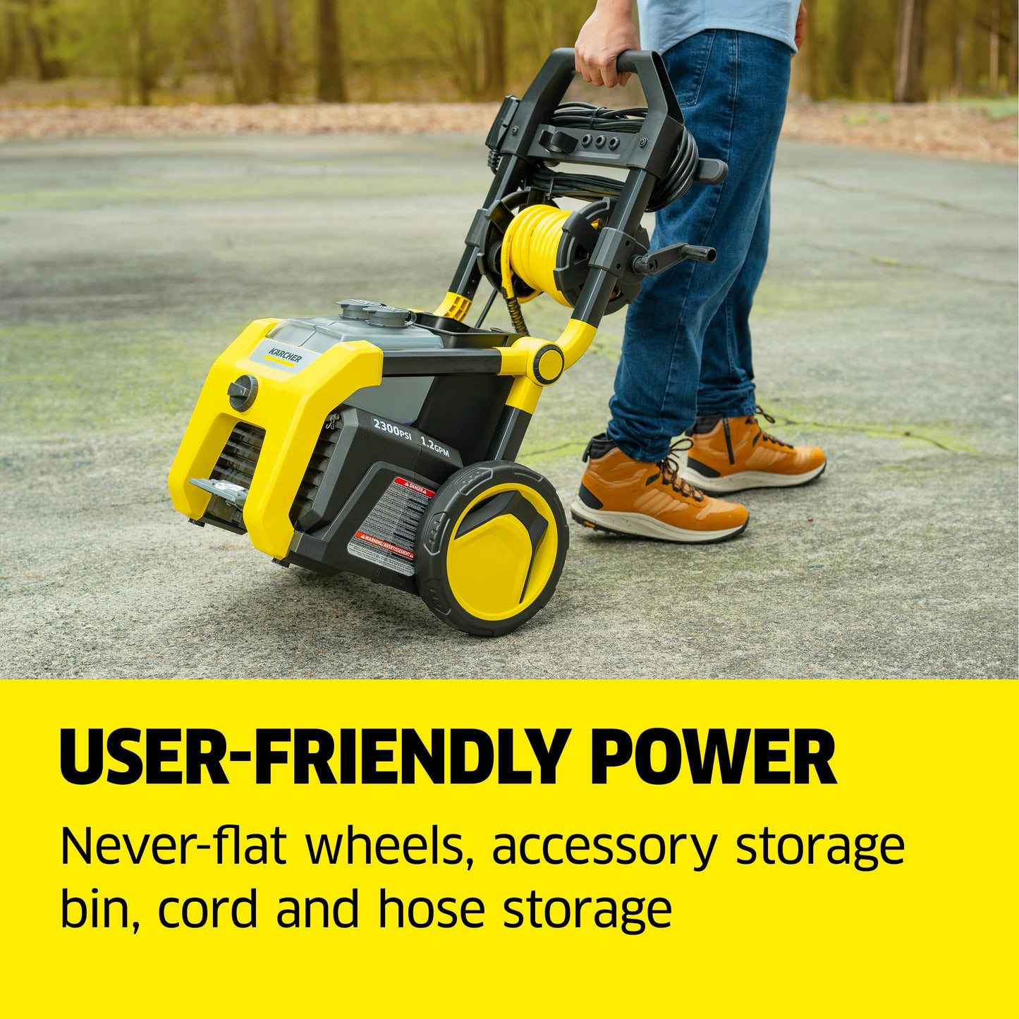 Kärcher Pressure Washer K2300PS, CETA Certified, 4 Spray Nozzles, Detergent Tank, Hose Reel, for Cars, Driveways, Siding, Patios, 1.2 GPM