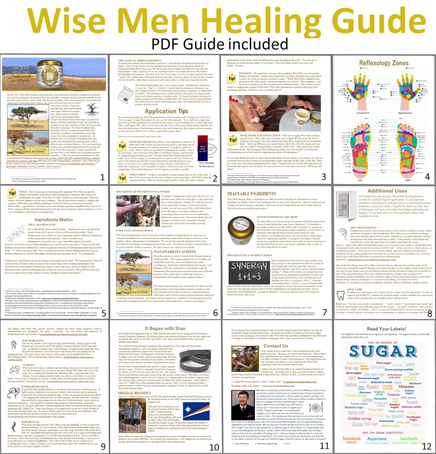 Wise Men Healing Balm with Myrrh and Frankincense Essential Oils for Neuropathy, Sciatica and Nerve Pain Massage and Skin Moisturizing (Pack of 2)