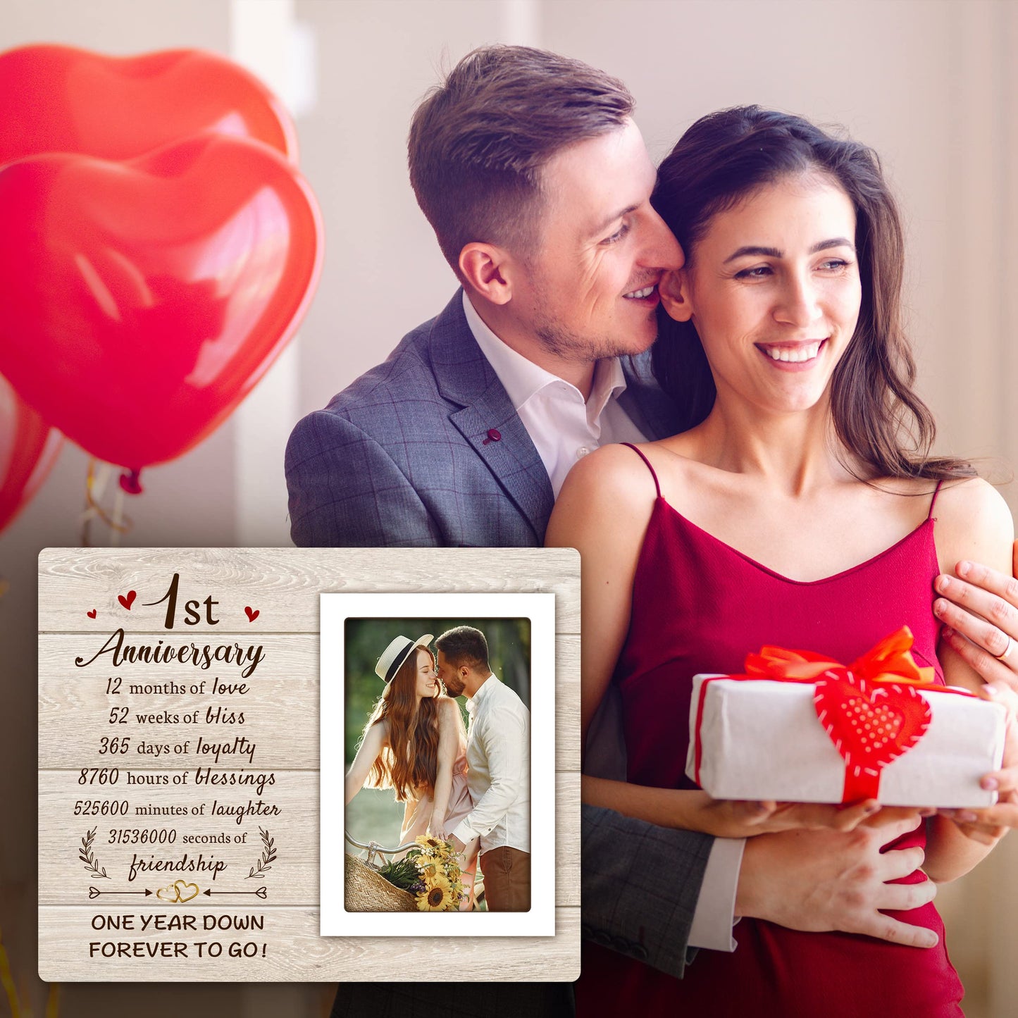 Pandasch 1st Anniversary Paper Gifts for Him Her - One Year Romantic Wedding Picture Frame Fit 4x6 Photos for Boyfriend Girlfriend, 1 Year Anniversary Valentines Gifts for Husband Wife Couple