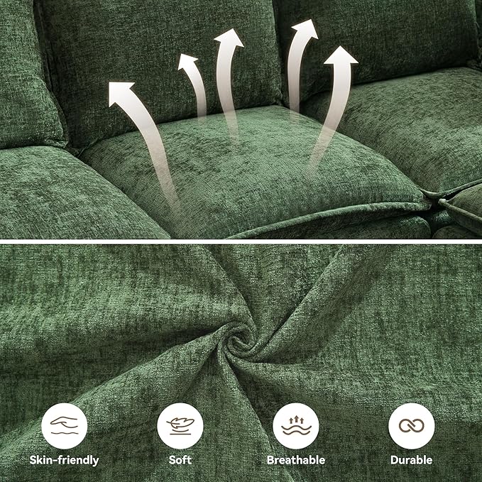 Abbrevi 27" Large Square Ottoman with Storage, Modern Upholstered Footrest with Anti-Slip Legs for Couch Coffee Table Living Room, Bedroom, Entryway, Chenille Green