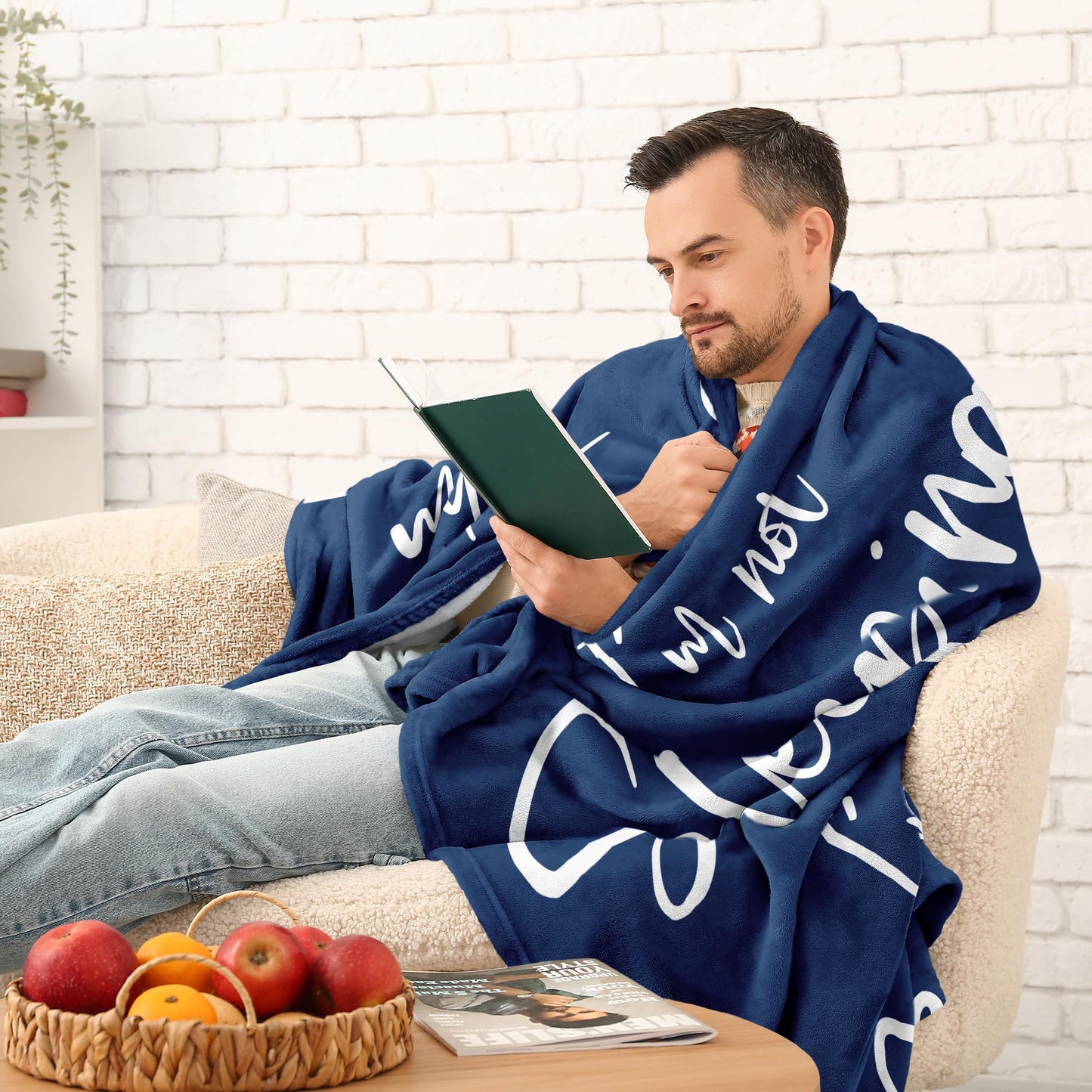 Julazy Birthday Gifts for Men, Dad, Husband Blanket 50"X60", Fathers Gifts from Daughter Son-Gift for Grandpa Brother, Gag Gifts for Men Women