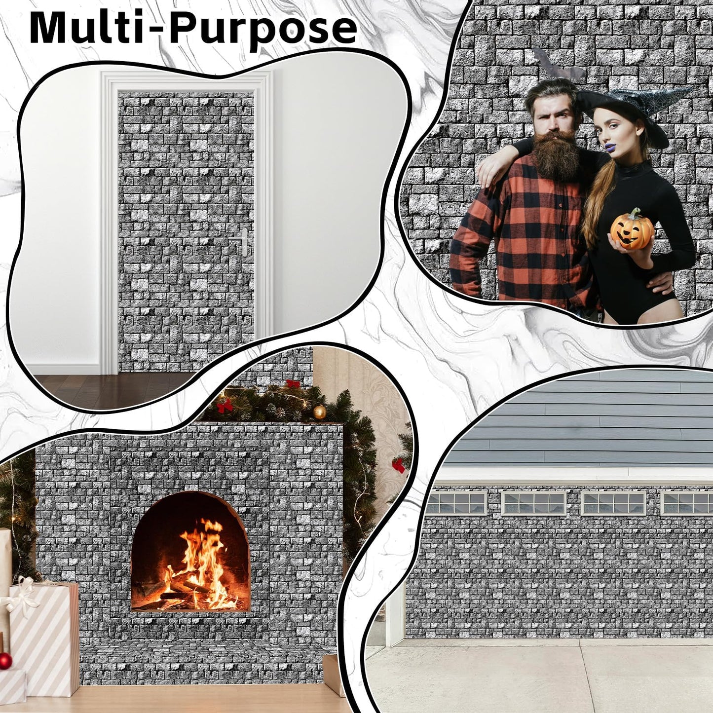party greeting Brick Stone Wall Tablecloth Roll 100FT x 51 Inch Disposable Stone Wrapping Plastic Table Covers Roll Castle Knight Themed Backdrop for Halloween Birthday Medieval Party Decoration