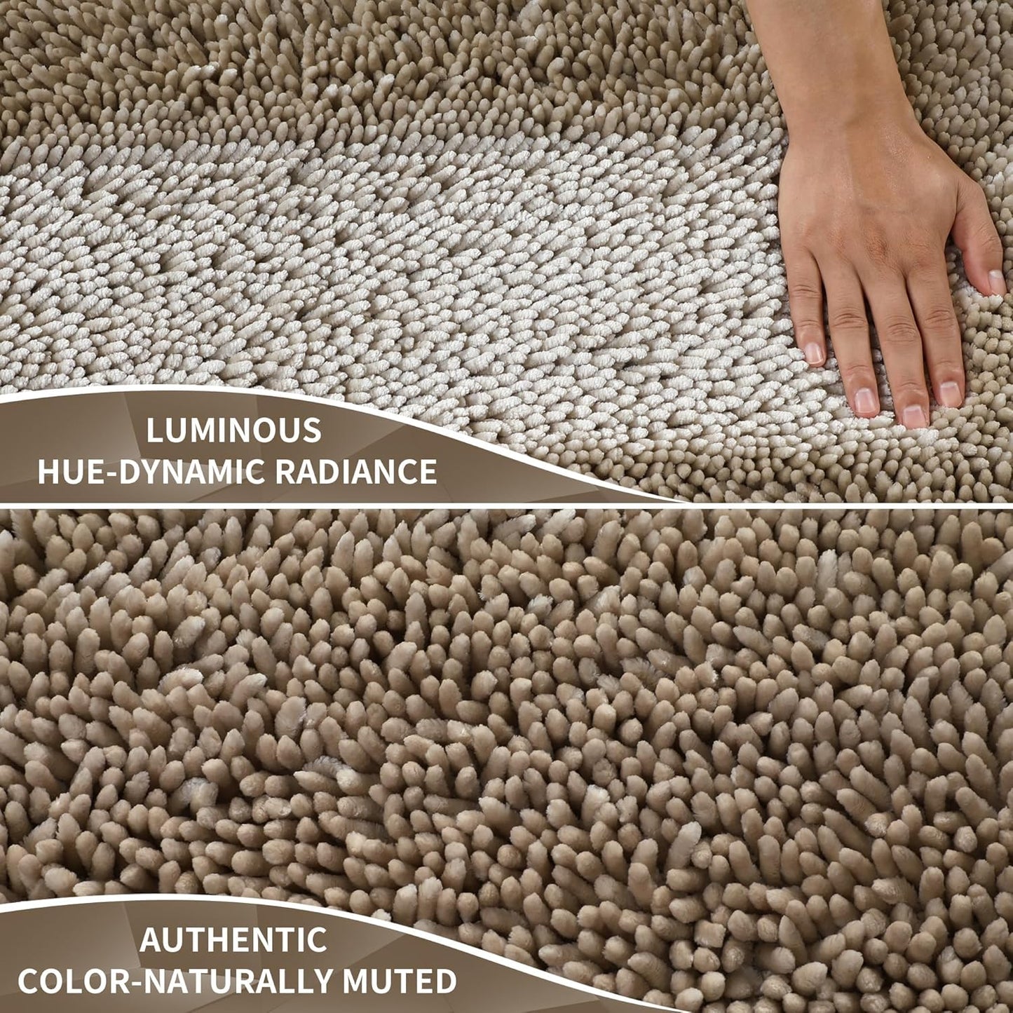 Yimobra Long Bathroom Rugs Runner 60x24 Inch, Extra Thick Soft Absorbent Chenille Bath Mat, Non Slip Machine Washable, Quick Dry Bath Rugs for Bathroom Floor, Tub and Shower, Camel
