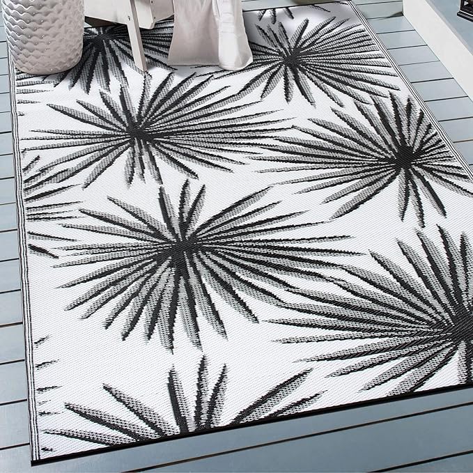 Rugshop Floral Tropical Reversible Crease-Free Waterproof Premium Recycled Plastic Outdoor Rugs for Patio,Backyard,RV,Dec...