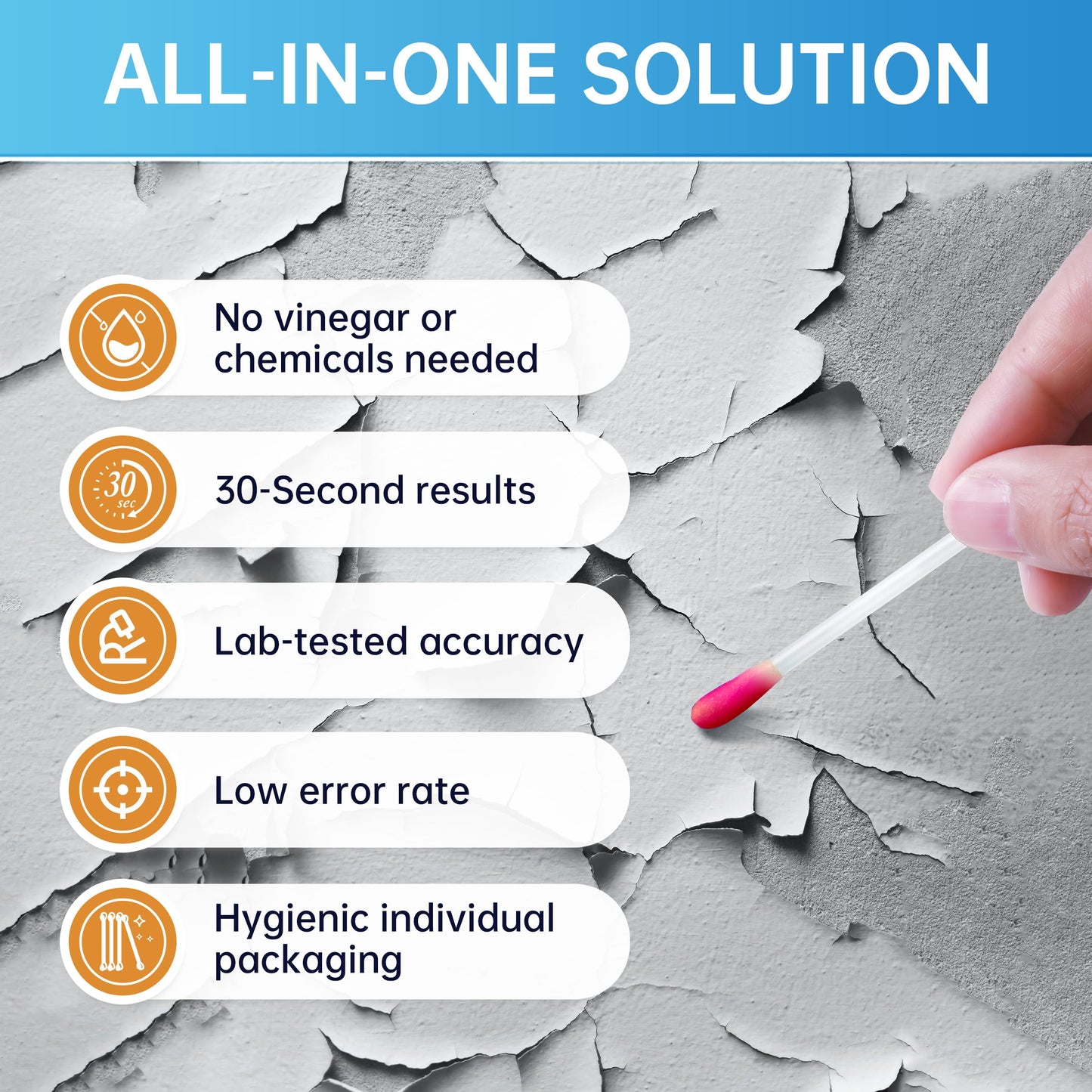 AAwipes Lead Test Kit All-in-1 30 Swabs Results in 30 Seconds at Home Lead Testing Kit for Dishes Paint Convenient Use No Vinegar or Water Needed