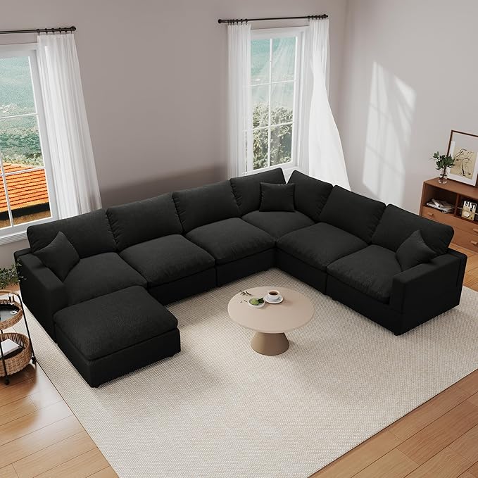 Cloud Couch Modular Sectional Sofa for Living Room, Convertible Upholstered Comfy Couches Deep Seat Sofa Sleeper Sofa Bed, Removable & Washable Cushion Covers, Filled with Down Cotton
