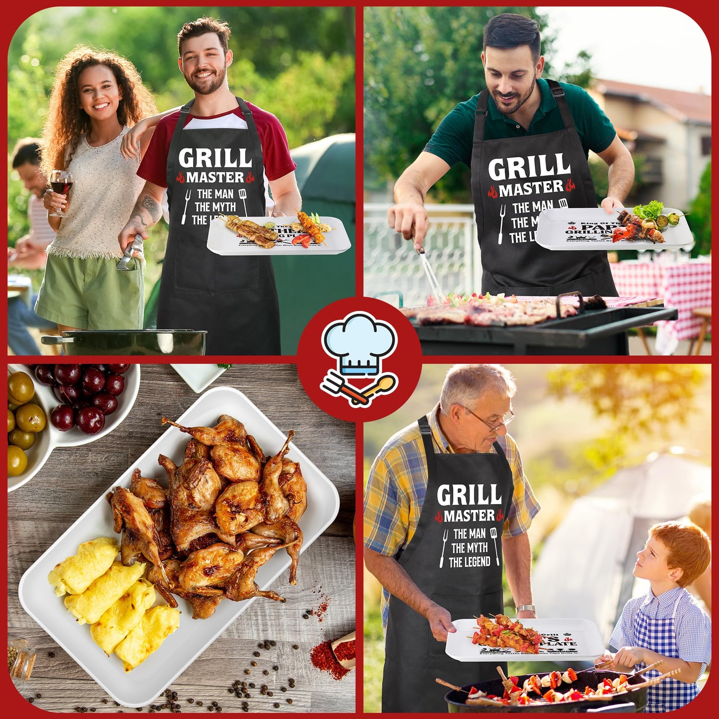 Papa Gifts,Christmas Birthday Gifts for Dad from Daughter Son,Best Papa Gift from Grandkids,Great Dad Grandpa Grandparents Present from Granddaughter Grandson,Funny BBQ Grilling Platter with Apron Set