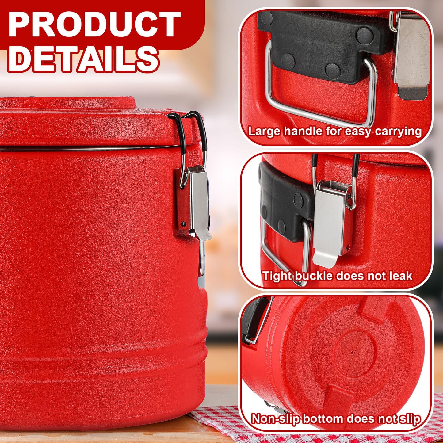 Jinei Food Warmer Hot or cooler Insulated Food Container Carrier with Spoon, Portable Commercial Soup Box for Restaurant Canteen Home Party Lunch (5qt)