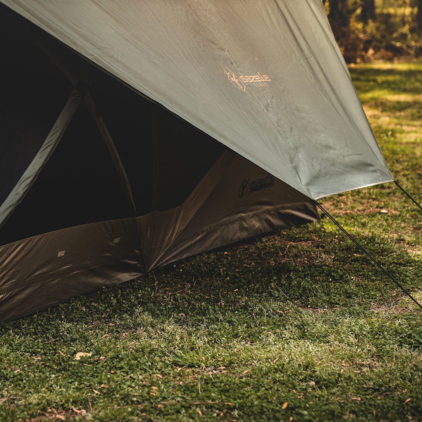 Gazelle Tents™ T4 Plus Hub Tent Overland Edition, Easy 90 Second Set-Up, Waterproof, UV Resistant, Footprint, All-Terrain Stakes, 4-8 Person, Alpine Green/Oak Moss, 78" x 94" x 165", GT451GR