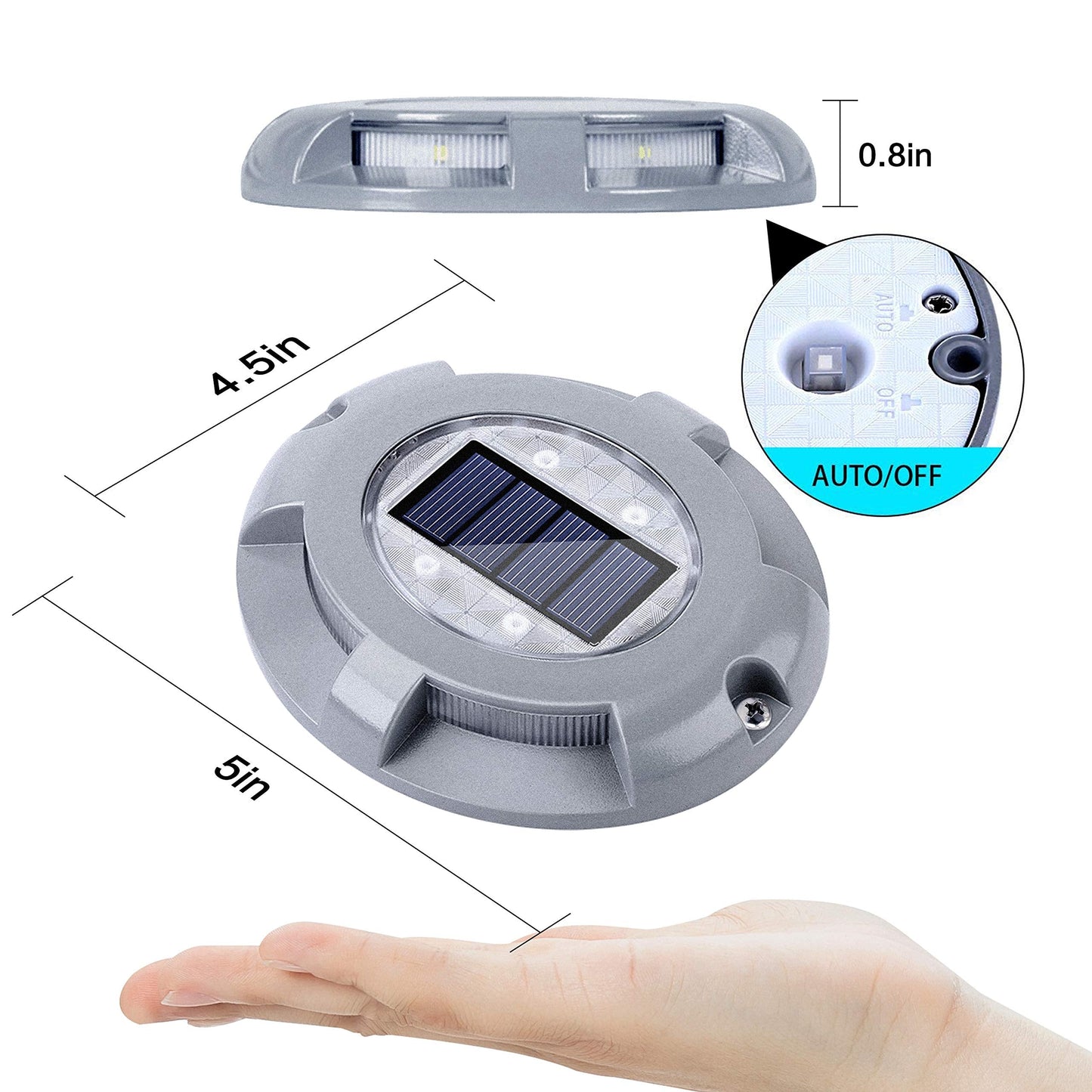 SIEDiNLAR Solar Deck Lights Driveway Dock Light LED Solar Powered Outdoor Waterproof Road Markers for Step Garden Sidewalk Stair Ground Pathway Yard 16 Pack (Blue)