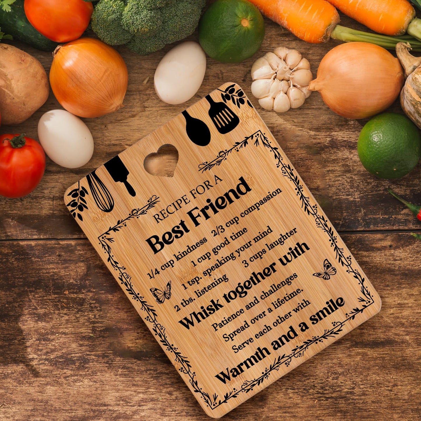 Best Friend Birthday Gifts for Women - "Recipe for a Best Friend" Best Friend Cutting Board Gifts, Bamboo-Made Best Friend Birthday Gifts, 11x8.5x0.35 in.