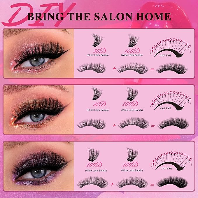 Bombshell X 480Pcs Fluffy Lash Extension D Curl 80/100/150/200D Volume Lash Clusters 10-18mm Mink Eyelash Extension Individual Eyelashes