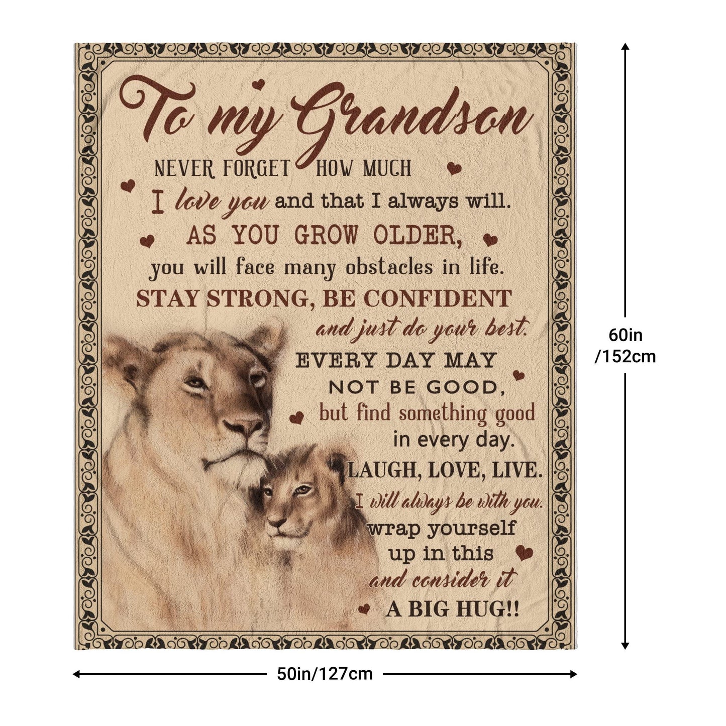 Muxuten Grandson Gifts Blanket, Grandsons Gift from Grandma, Grandson Gifts from Grandma/Grandpa, Grandson Birthday Gift, Graduation Party Gift Ideas Decor Throw Blankets 60"X50"