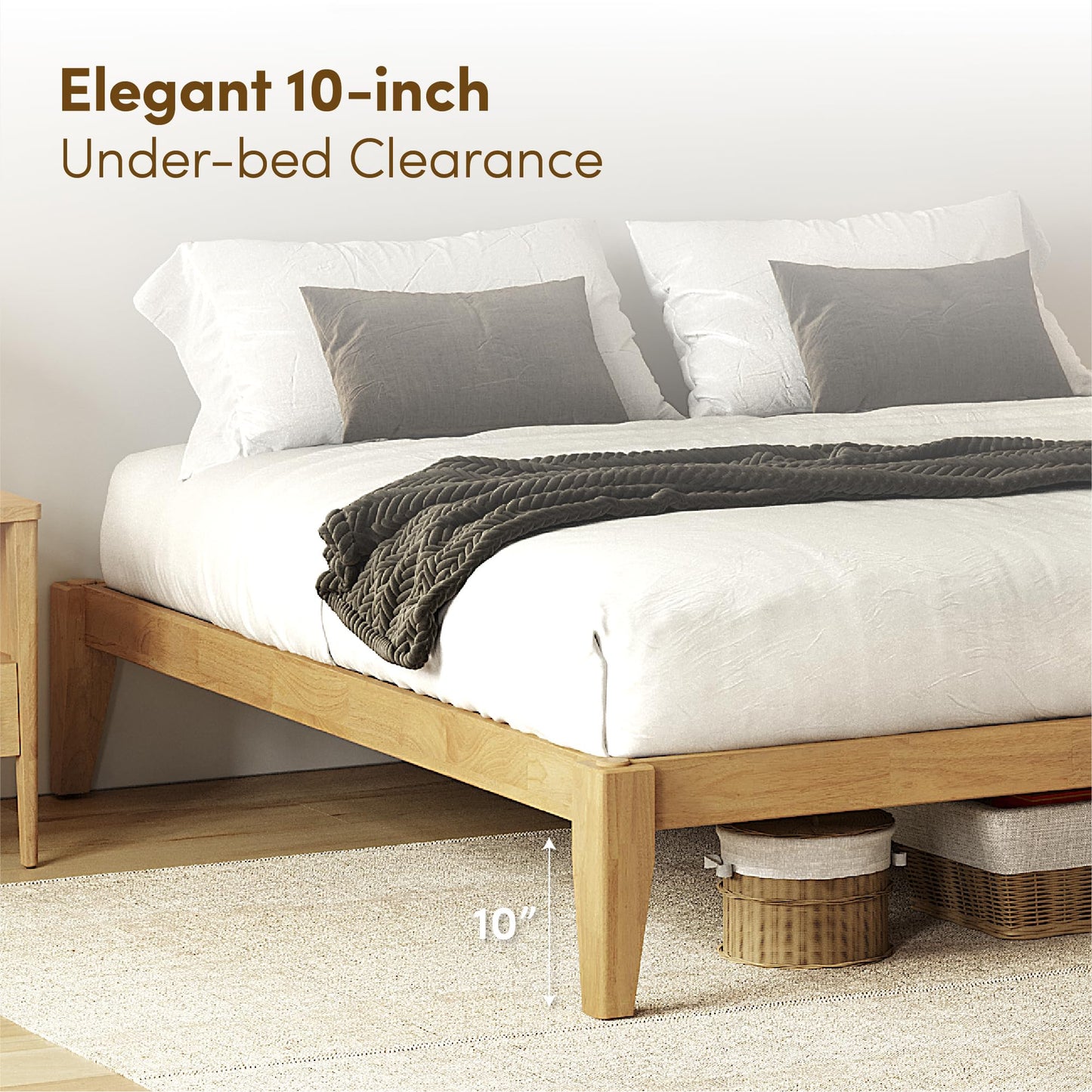 AllForWood Thor Premium Solid Wood Bed Frame Full, Japanese Joinery Bed Frame with Wood Slat Support, Platform Bed, No Box Spring Needed, Easy Assembly, Minimalist & Modern Style (Light Brown)