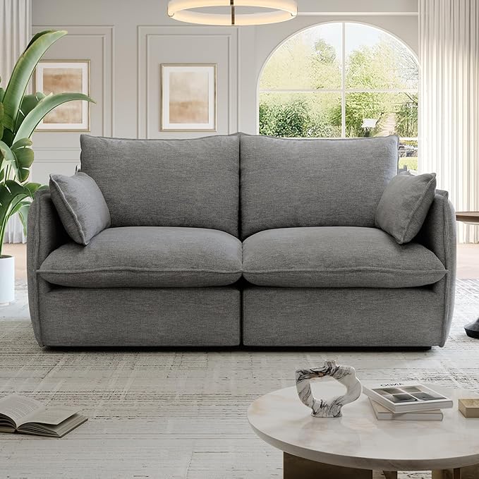 Lopzeho Cloud Modular Sectional Sofa, Waterproof Down Filled Sectional Sofa, High Backrest Loveseat Sectional Couches for Living Room, Modern Modular Couch with Removable Cover, Dark Gray
