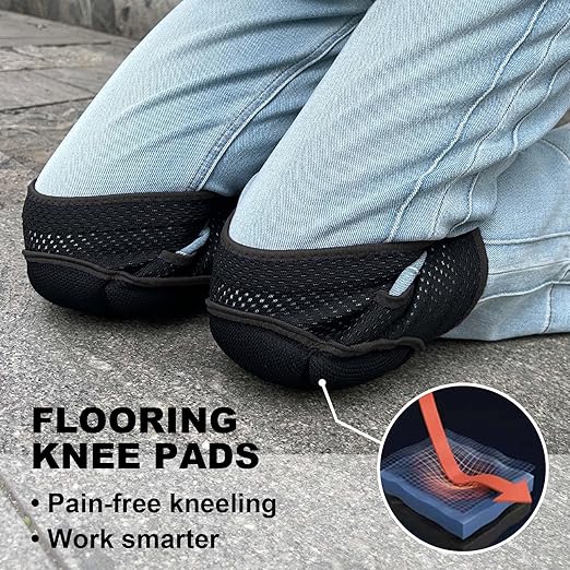 Garden Knee Pads for Women, Soft Foam Pads for Men Cleaning Work, Breathable Safety Knee Pads for Kneeling on Concrete Floors, Coushion Knee Pad for Gardener Cleaner Mechanics Carpenters Workers, Black L (1 pair)