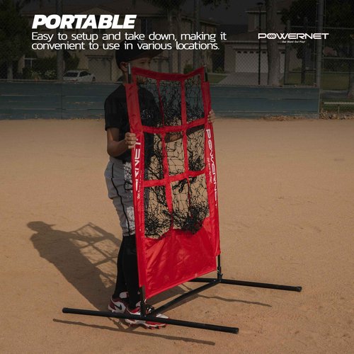 PowerNet Pitching Zone Pro 9 Hole Strike Zone Softball & Baseball Net, Portable Pitching Net with Targets, Includes Sandbags & Carry Bag (9 Targets)