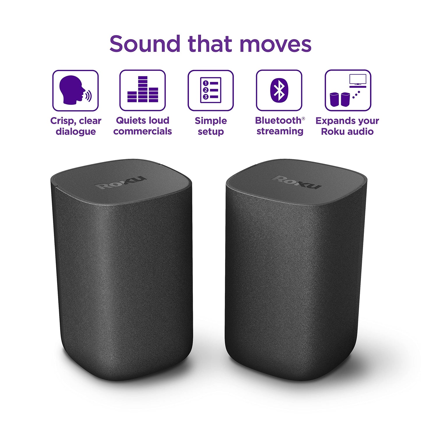 Roku Wireless Speakers - Set of 2 (Pack of 1) - Compatible with Roku TV, Streambar, and Streambar Pro (SE is not compatible)
