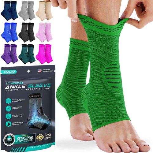 Modvel Foot & Ankle Brace Socks for Sprained Ankle Compression Sleeve - Foot Support for Women & Men - Tendonitis & Arthritis Ankle Brace Sports Running, Torn Ligaments & Women Stabilizing Ankle Wrap